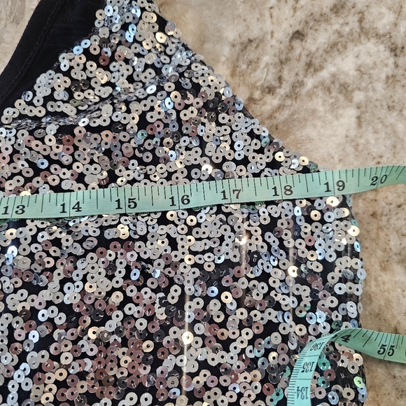 Miss Independent Sequin Tank Top XXL Black Mesh Back Red White Blue Patriotic - Picture 7 of 8